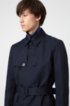 Slim-fit trench coat in water-repellent fabric, Dark Blue