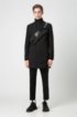 Slim-fit coat with stand collar and water repellency, Black