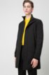 Slim-fit coat with stand collar and water repellency, Black