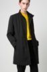 Slim-fit coat with stand collar and water repellency, Black