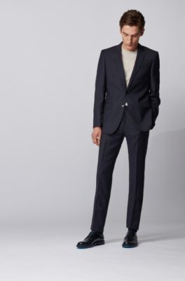 Slim-fit suit in micro-patterned virgin 