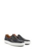 Italian-made slip-on trainers in burnished leather, Black