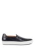 Italian-made slip-on trainers in burnished leather, Dark Blue