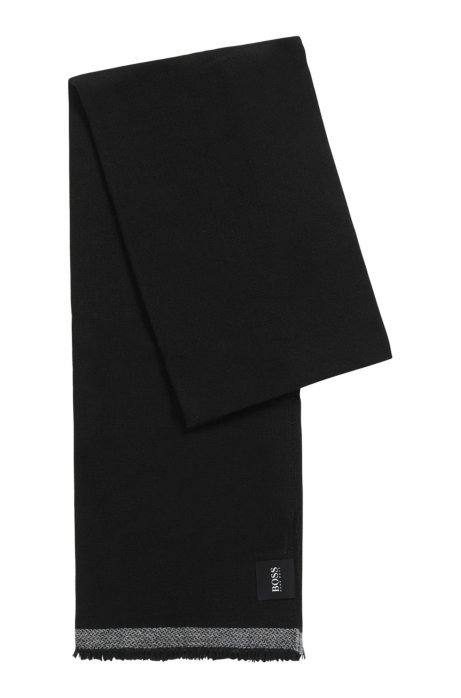 Melange twill scarf with contrast detail, Black