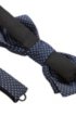 Pre-tied Italian-made bow tie in patterned silk, Dark Blue