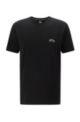 Cotton jersey T-shirt with curved logo, Black