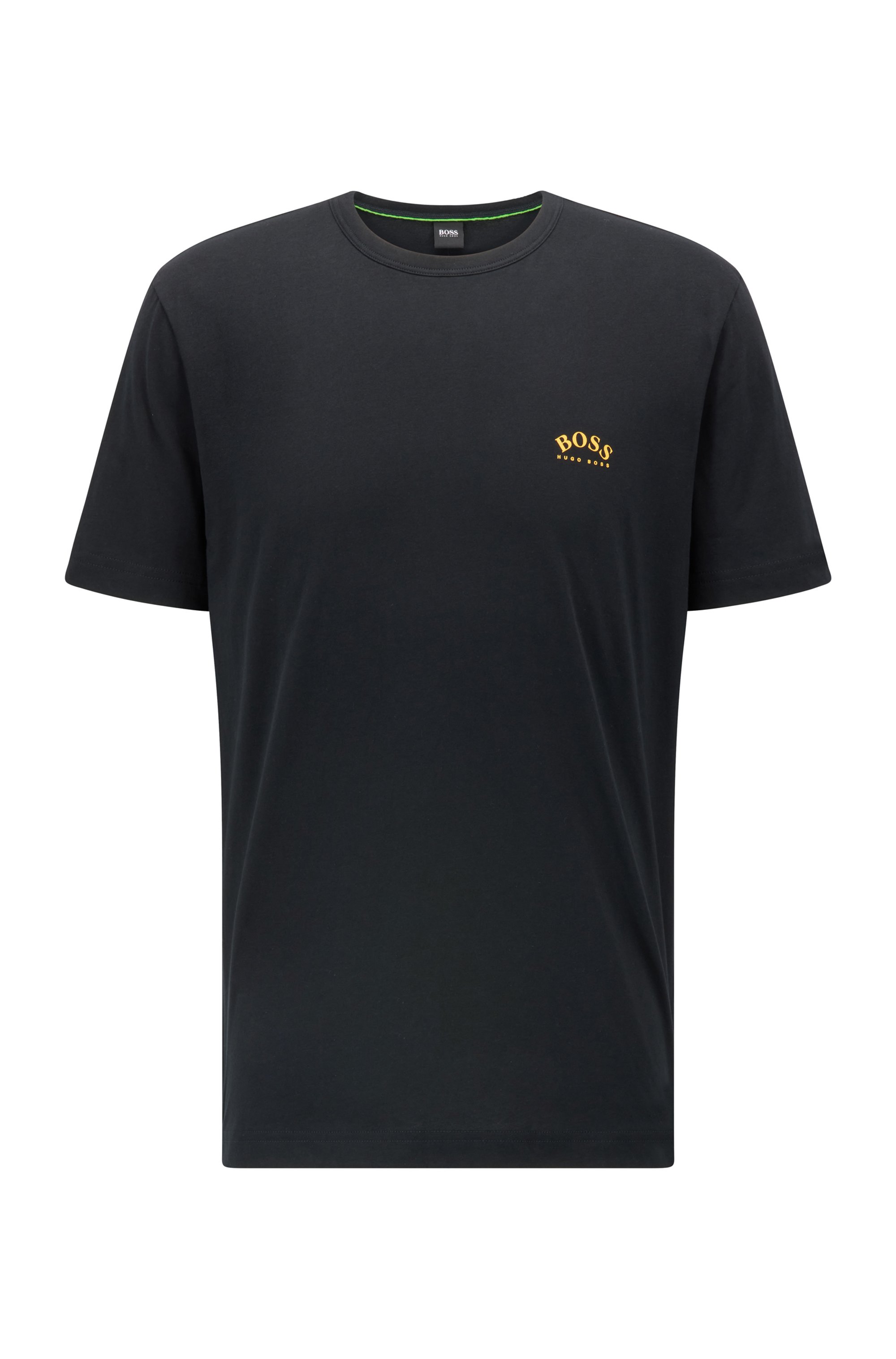 Cotton jersey T-shirt with curved logo, Dark Grey