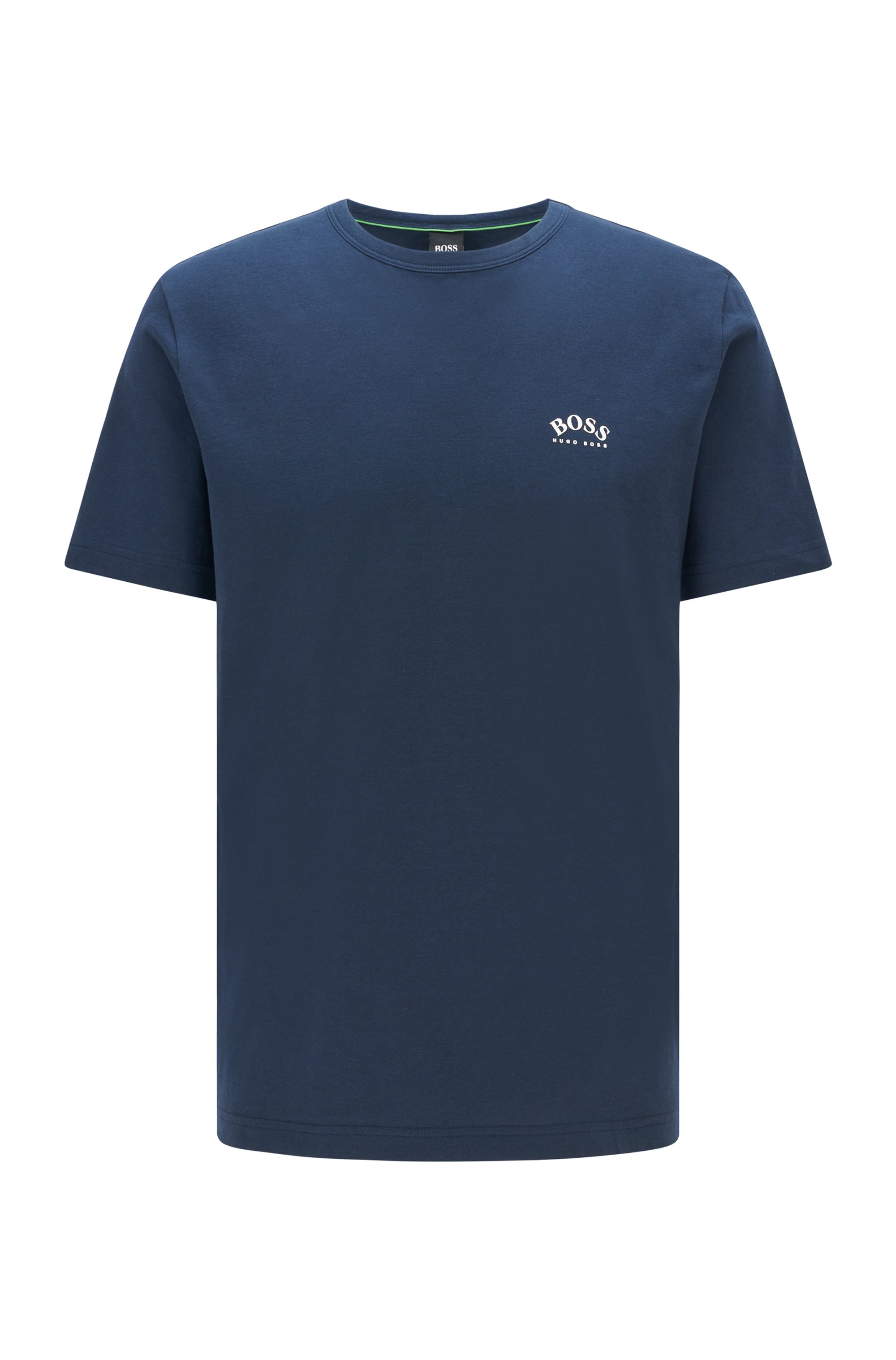 T-Shirt aus Baumwoll-Jersey mit geschwungenem Logo, Dunkelblau