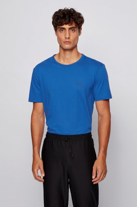 T-shirt en jersey de coton à logo incurvé, bleu clair