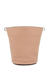Bucket bag in calf leather with knotted top strap, Beige