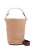 Bucket bag in calf leather with knotted top strap, Beige