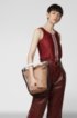 Bucket bag in calf leather with knotted top strap, Beige