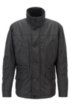 Water-repellent quilted field jacket with packable hood, Black