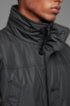 Water-repellent quilted field jacket with packable hood, Black
