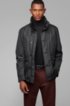 Water-repellent quilted field jacket with packable hood, Black