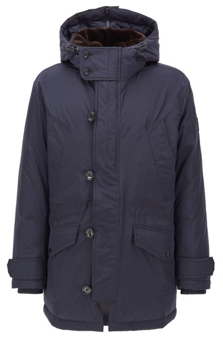 Regular-fit parka jacket in water-repellent fabric, Dark Blue