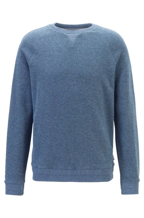 Regular-fit sweater in moulin&eacute; French terry, Open Blue