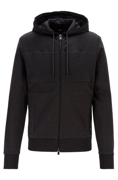 Regular-fit sweatshirt with a zip-through front, Dark Grey