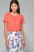 Short-sleeved top in crinkle crepe with pleated front, Pink