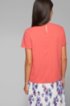 Short-sleeved top in crinkle crepe with pleated front, Pink