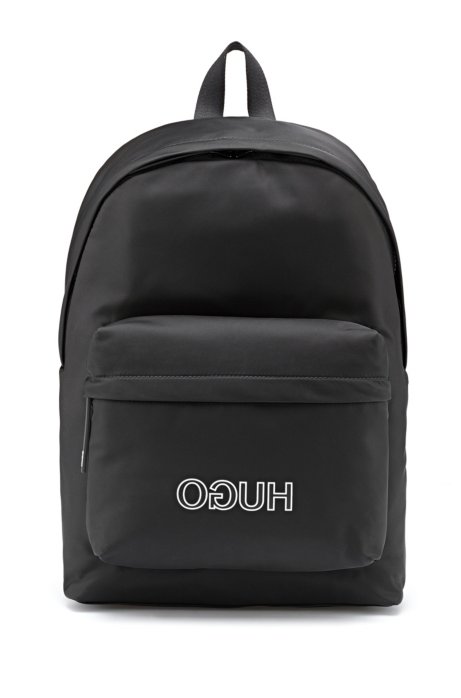 Logo-strap backpack in nylon gabardine, Black