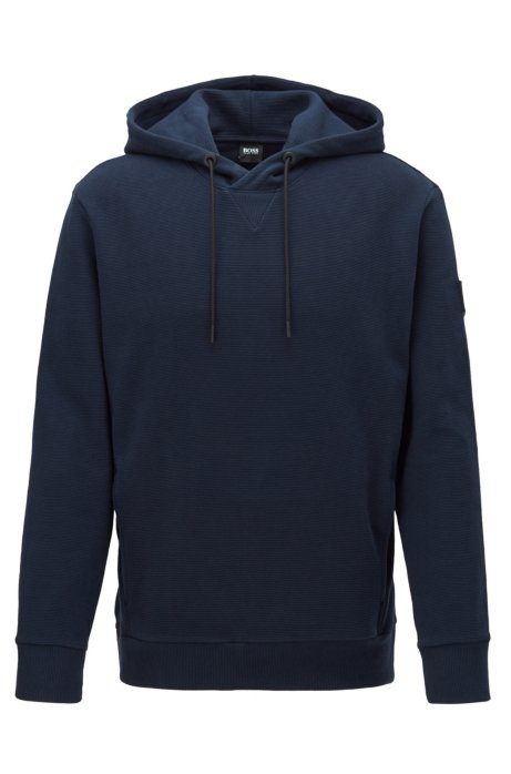Regular-fit sweatshirt in cotton with ottoman structure, Dark Blue