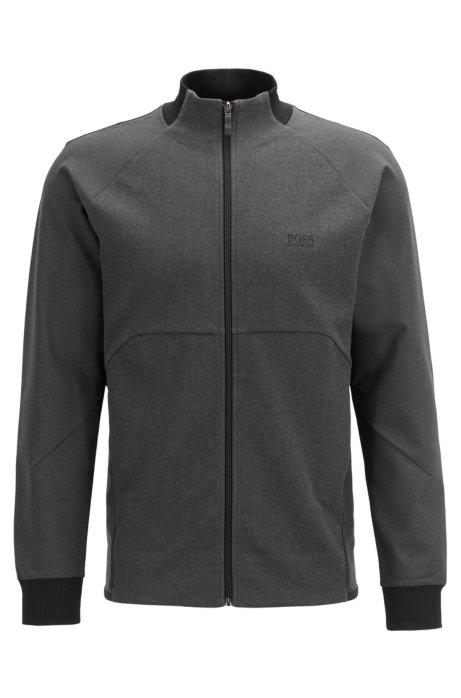 Zip-through jersey sweatshirt with S.Caf&eacute;&reg; and piqu&eacute; panels, Grey