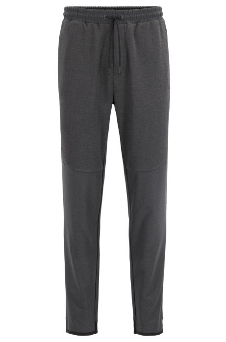 Slim-fit jogging trousers in stretch fabric with S.Caf&eacute;&reg;, Black