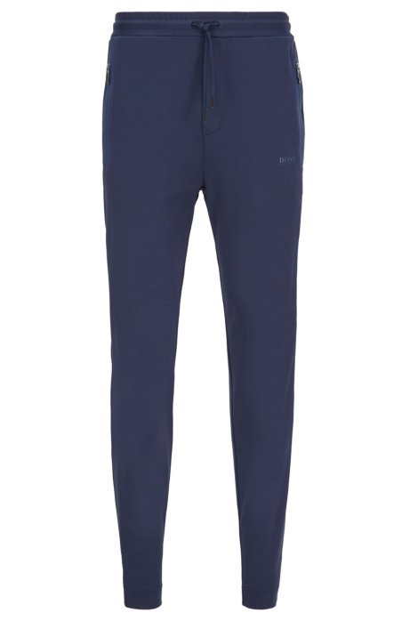 Regular-fit jogging trousers with side-seam logo tape, Dark Blue