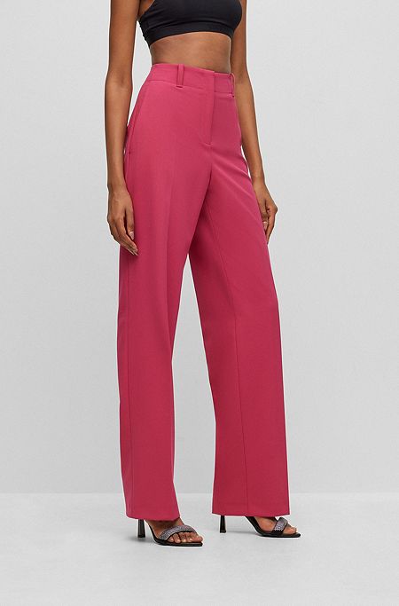 Regular-fit trousers with a wide leg, Dark pink