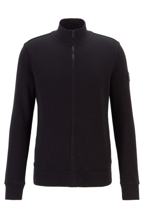Relaxed-fit jacket in cotton with rubber trimmings, Black