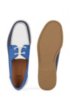 Colour-block moccasins in rubberised calf leather, Dark Blue