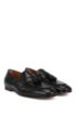 Italian-made loafers in goat leather with tassel trim, Black