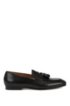 Italian-made loafers in goat leather with tassel trim, Black