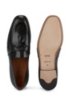 Italian-made loafers in goat leather with tassel trim, Black