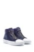 High-top trainers in canvas with reverse-logo laces, Dark Blue