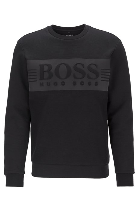 Logo sweatshirt in a stretch-cotton blend, Black