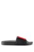 Unisex Italian-made slides with reversed-logo strap, Black