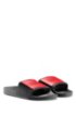 Unisex Italian-made slides with reversed-logo strap, Black