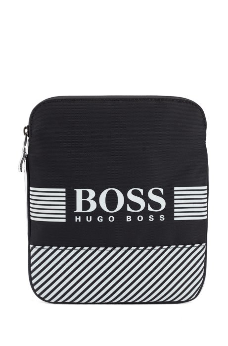 Envelope bag with printed logo and seasonal stripes, Patterned