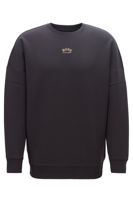 Relaxed-fit sweatshirt with curved logos, Black