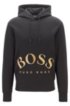Hooded sweatshirt with rounded logo embroidery, Black