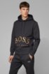Hooded sweatshirt with rounded logo embroidery, Black