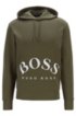 Hooded sweatshirt with rounded logo embroidery, Dark Green