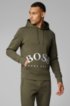 Hooded sweatshirt with rounded logo embroidery, Dark Green