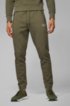 Half-cuffed jogging trousers with curved logo, Dark Green