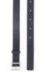 Italian-leather belt with polished-metal square buckle, Dark Blue