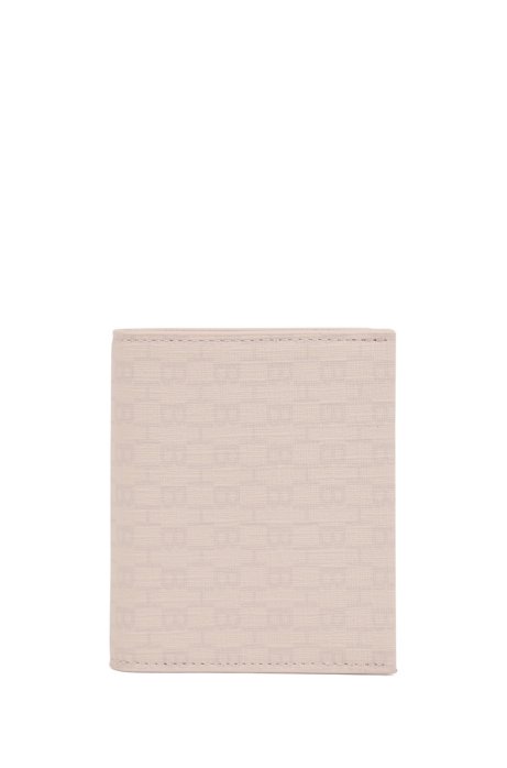 Zipped wallet in fabric with all-over monogram print, light pink