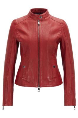 hugo boss red leather jacket