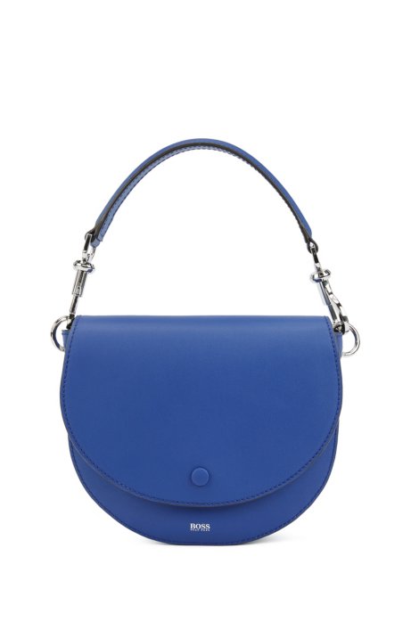 Italian-leather saddle bag with snap-hook hardware, Blue